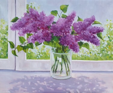 Painting titled "Lilac (17)" by Tatiana Karchevskaya, Original Artwork, Oil