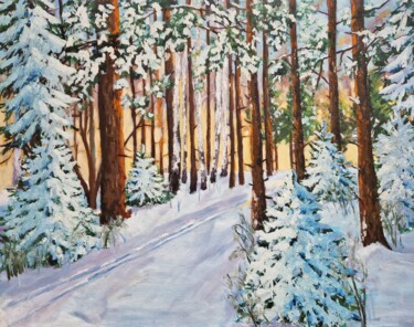 Malerei mit dem Titel "Winterlandscape (3)" von Tatiana Karchevskaya, Original-Kunstwerk, Öl