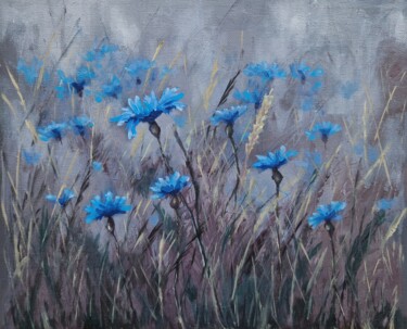 Malarstwo zatytułowany „Cornflowers (9)” autorstwa Tatiana Karchevskaya, Oryginalna praca, Olej