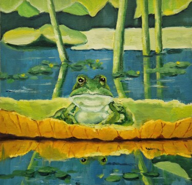Картина под названием "The Frog" - Tatiana Karchevskaya, Подлинное произведение искусства, Масло Установлен на картон