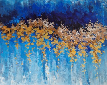 Schilderij getiteld "Blue and gold" door Tatiana Karchevskaya, Origineel Kunstwerk, Acryl