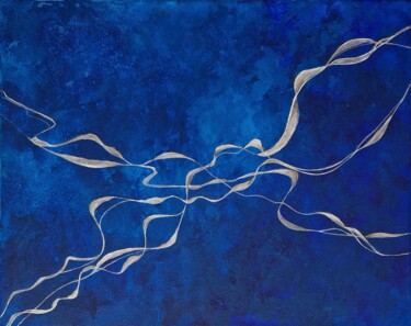 Painting titled "Blue and silver" by Tatiana Karchevskaya, Original Artwork, Acrylic
