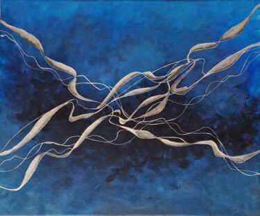 Painting titled "Blue and silver (1)" by Tatiana Karchevskaya, Original Artwork, Acrylic