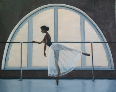 Painting titled "Ballet dancer" by Tatiana Karchevskaya, Original Artwork, Oil Mounted on Wood Stretcher frame
