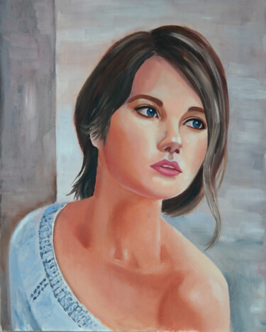 Painting titled "Portrait of a girl" by Tatiana Karchevskaya, Original Artwork, Oil