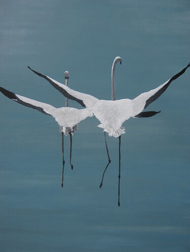 Painting titled "Let’s fly" by Tatiana Karchevskaya, Original Artwork, Acrylic Mounted on Wood Stretcher frame