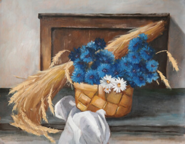 Painting titled "Still life with whe…" by Tatiana Karchevskaya, Original Artwork, Oil