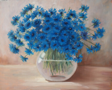 Pintura titulada "Cornflowers (2)" por Tatiana Karchevskaya, Obra de arte original, Oleo