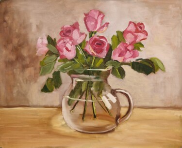 Malerei mit dem Titel "Etude with roses" von Tatiana Karchevskaya, Original-Kunstwerk, Öl