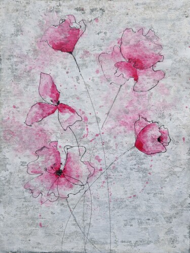 Картина под названием "Flowers (1)" - Tatiana Karchevskaya, Подлинное произведение искусства, Акрил