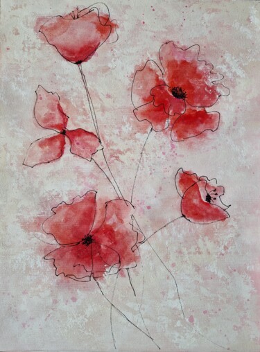 Painting titled "Flowers (2)" by Tatiana Karchevskaya, Original Artwork, Acrylic