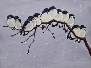 Malerei mit dem Titel "It is snowing" von Tatiana Karchevskaya, Original-Kunstwerk, Acryl