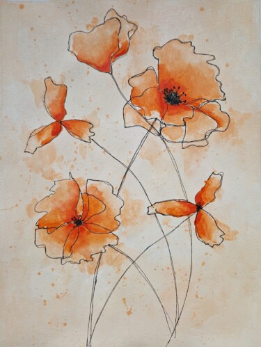 Ζωγραφική με τίτλο "Flowers (3)" από Tatiana Karchevskaya, Αυθεντικά έργα τέχνης, Ακρυλικό