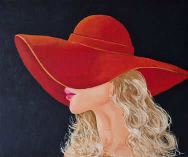 Pittura intitolato "Red hat (1)" da Tatiana Karchevskaya, Opera d'arte originale, Acrilico