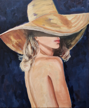 Pittura intitolato "Straw hat" da Tatiana Karchevskaya, Opera d'arte originale, Olio