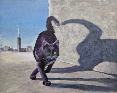 Malarstwo zatytułowany „Cat and his shadow” autorstwa Tatiana Karchevskaya, Oryginalna praca, Akryl