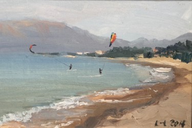 Pintura intitulada "Sicilia warm season" por Tatiana Kolupaeva, Obras de arte originais, Óleo Montado em Cartão