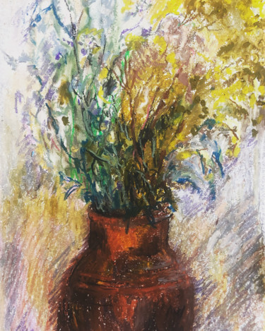 Drawing titled "Wild flowers last y…" by Tatiana Kolupaeva, Original Artwork, Pastel