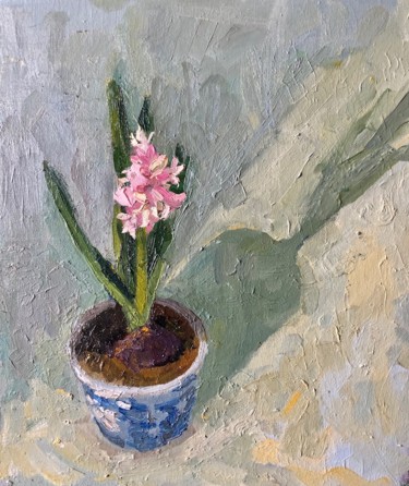 Painting titled "Flower hyacinth" by Tatiana Kolupaeva, Original Artwork, Oil