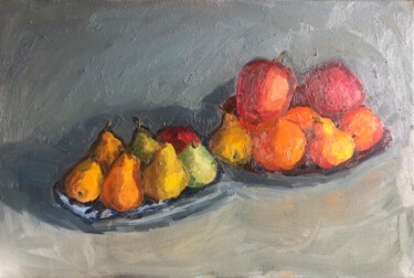 Malarstwo zatytułowany „Fruits isolation No…” autorstwa Tatiana Kolupaeva, Oryginalna praca, Olej Zamontowany na Drewniana r…