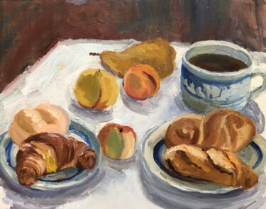 Картина под названием "Breakfast No 1" - Tatiana Kolupaeva, Подлинное произведение искусства, Масло Установлен на Деревянная…