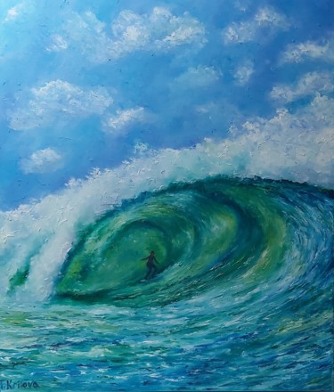 Original sea oil painting.Surfing.Wave. Painting titled "Original sea oil pa…" by Tatiana Kril, Original Art, Oil