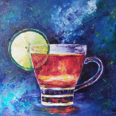 Painting titled "A cup of tea with l…" by Tatiana Krilova, Original Artwork, Oil