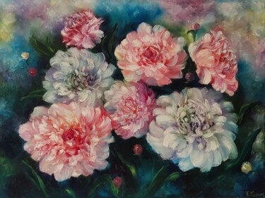 Painting titled "Flowers painting.Oi…" by Tatiana Krilova, Original Artwork, Oil