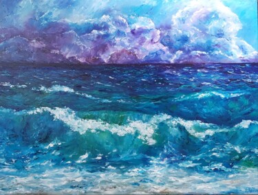 Pintura intitulada "Seascape.Waves. Pai…" por Tatiana Krilova, Obras de arte originais, Óleo