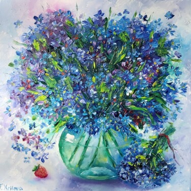 Pintura intitulada "Flowers painting oi…" por Tatiana Krilova, Obras de arte originais, Óleo