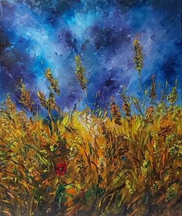 Peinture intitulée "Wheat field.Night p…" par Tatiana Krilova, Œuvre d'art originale, Huile