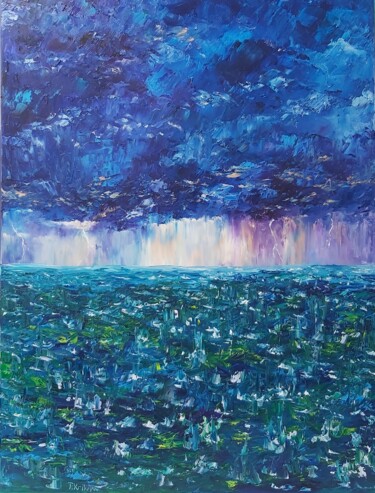 Malarstwo zatytułowany „Stormy ocean painti…” autorstwa Tatiana Krilova, Oryginalna praca, Olej