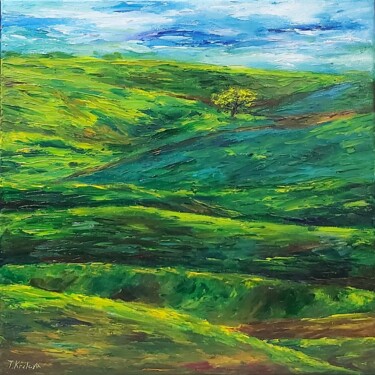 Malerei mit dem Titel "Landscape painting…" von Tatiana Krilova, Original-Kunstwerk, Öl