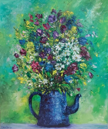 Картина под названием "Flowers painting.Or…" - Tatiana Krilova, Подлинное произведение искусства, Масло