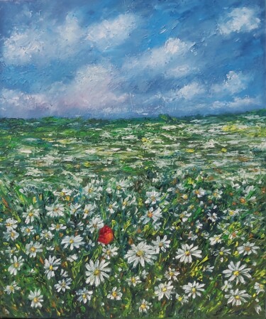 Painting titled "Flowers painting oi…" by Tatiana Krilova, Original Artwork, Oil