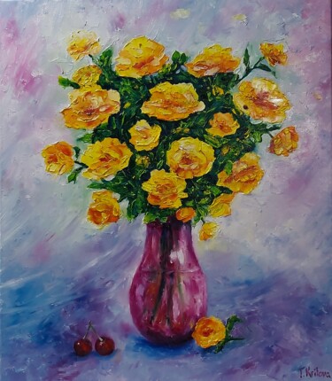 Painting titled "Sunny flowers. Oil…" by Tatiana Krilova, Original Artwork, Oil