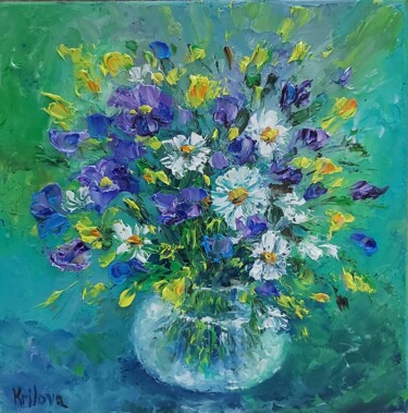 Картина под названием "Mini painting Blue…" - Tatiana Krilova, Подлинное произведение искусства, Масло