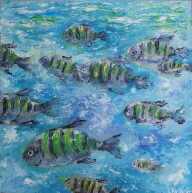 Malerei mit dem Titel "Fish underwater.Col…" von Tatiana Krilova, Original-Kunstwerk, Öl