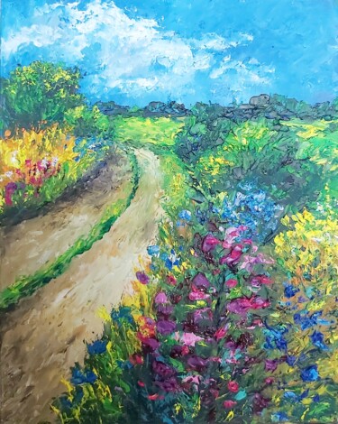 Painting titled "Flowers painting Fi…" by Tatiana Krilova, Original Artwork, Oil