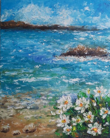 Картина под названием "Flowers painting oi…" - Tatiana Krilova, Подлинное произведение искусства, Масло