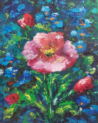 Ζωγραφική με τίτλο "Flowers painting oi…" από Tatiana Krilova, Αυθεντικά έργα τέχνης, Λάδι