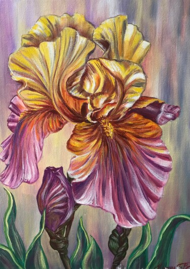 Schilderij getiteld "Iris" door Tatiana Krivutsa, Origineel Kunstwerk, Olie