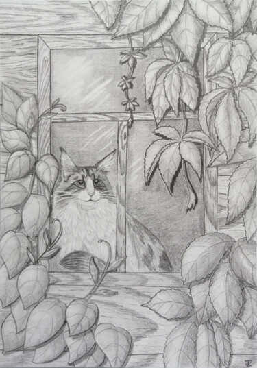 Drawing titled "Waiting for a meeti…" by Tatiana Krupnikova, Original Artwork, Pencil
