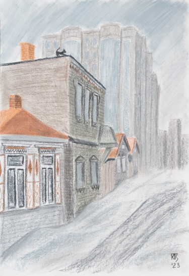 Tekening getiteld "Old City 2" door Tatiana Krupnikova, Origineel Kunstwerk, Pastel