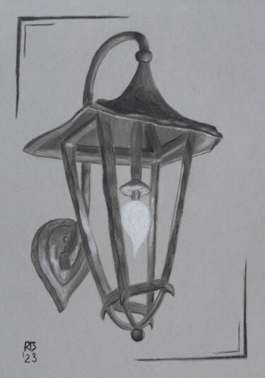 Disegno intitolato "Street light 5. In…" da Tatiana Krupnikova, Opera d'arte originale, Carbone