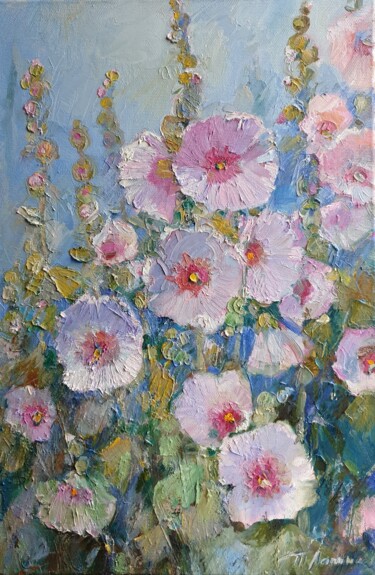 Painting titled ""Mallows"" by Tatiana Lapina, Original Artwork, Oil