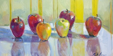 Painting titled "Apples" by Tatiana Lapina, Original Artwork, Oil