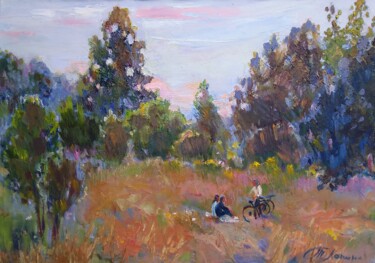 Painting titled "Recreation - oil pa…" by Tatiana Lapina, Original Artwork, Oil Mounted on Wood Stretcher frame