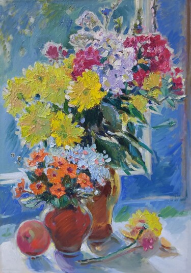 Painting titled "Bouquet from the Ga…" by Tatiana Lapina, Original Artwork, Oil Mounted on Wood Stretcher frame