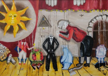 Peinture intitulée "А кукловоды кто?" par Tatiana Lysova, Œuvre d'art originale, Huile